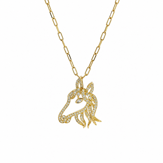 Foal 18K Diamond Horse Necklace