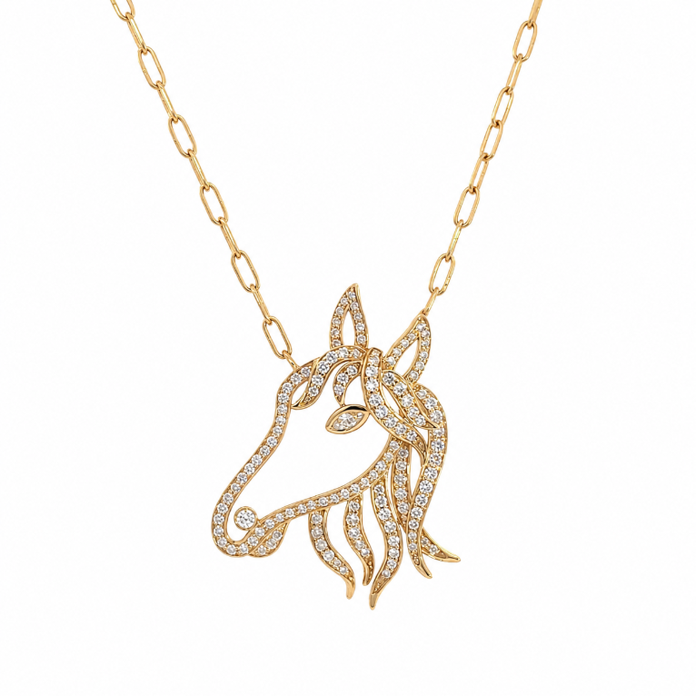 The Mare 18K Horse Diamond Necklace