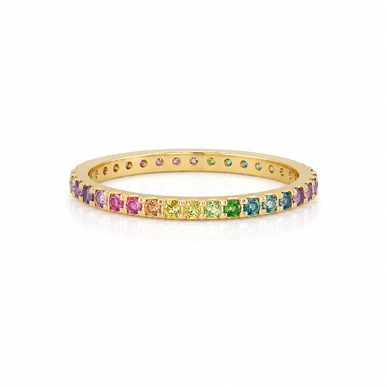 Multi Colored 14K Gold Eternity Band