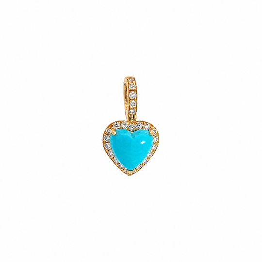 Puffed 18K Turquoise Heart Charm
