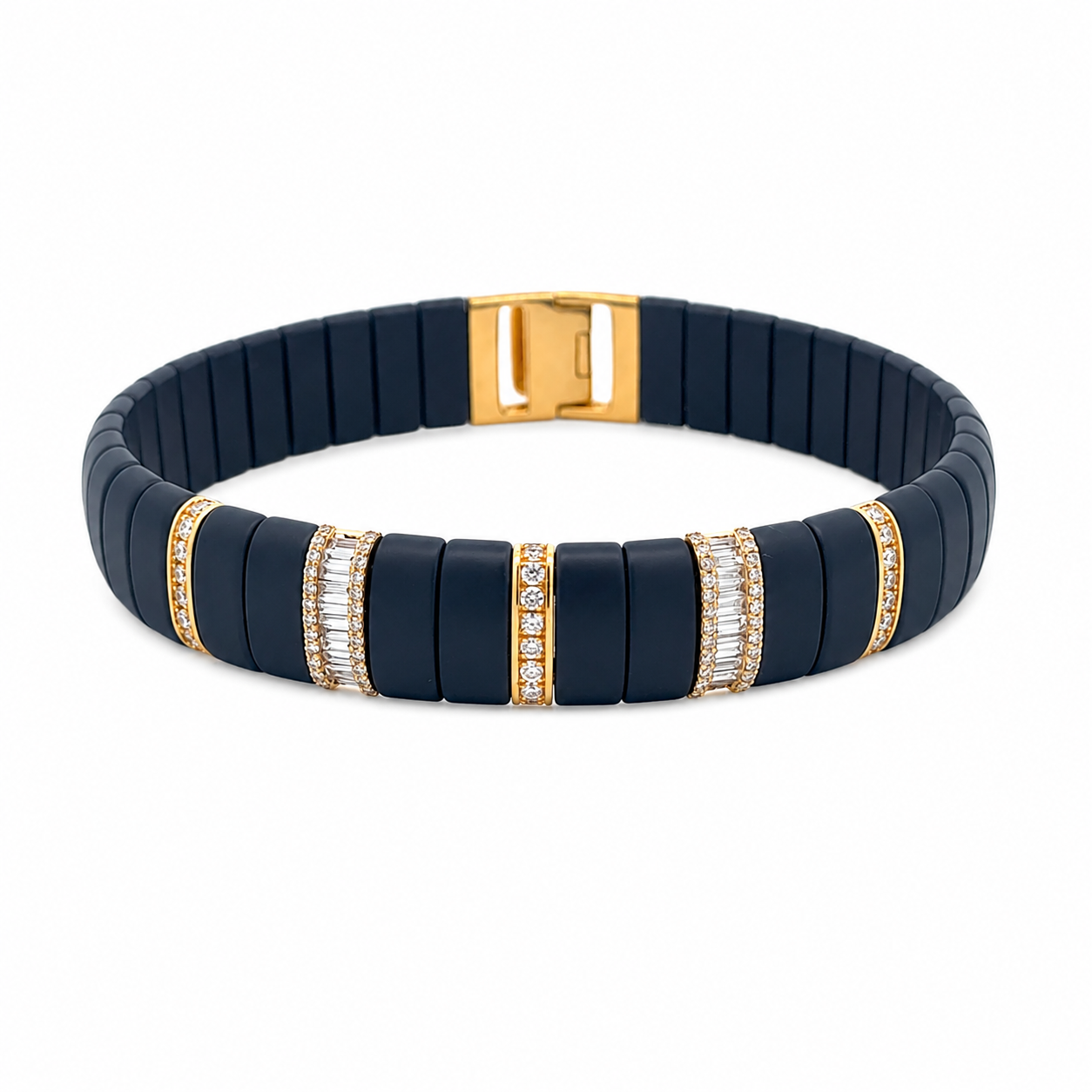 Diamond 14K Matte Navy Ceramic Bangle