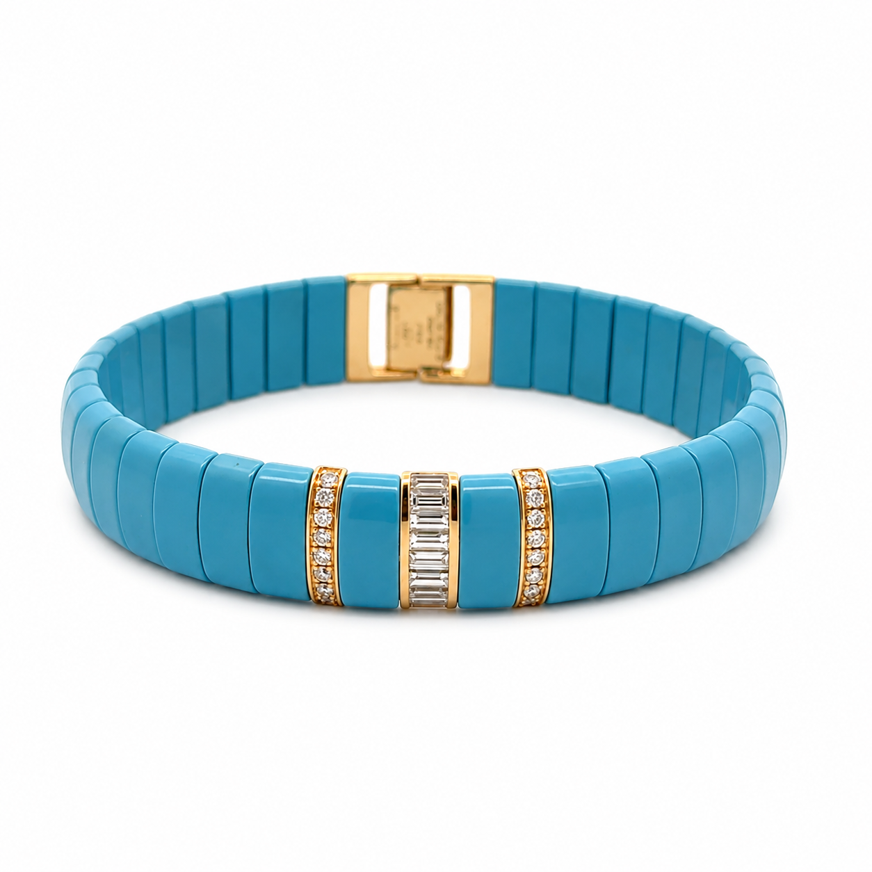 Diamond 18K Turquoise Ceramic Bangle