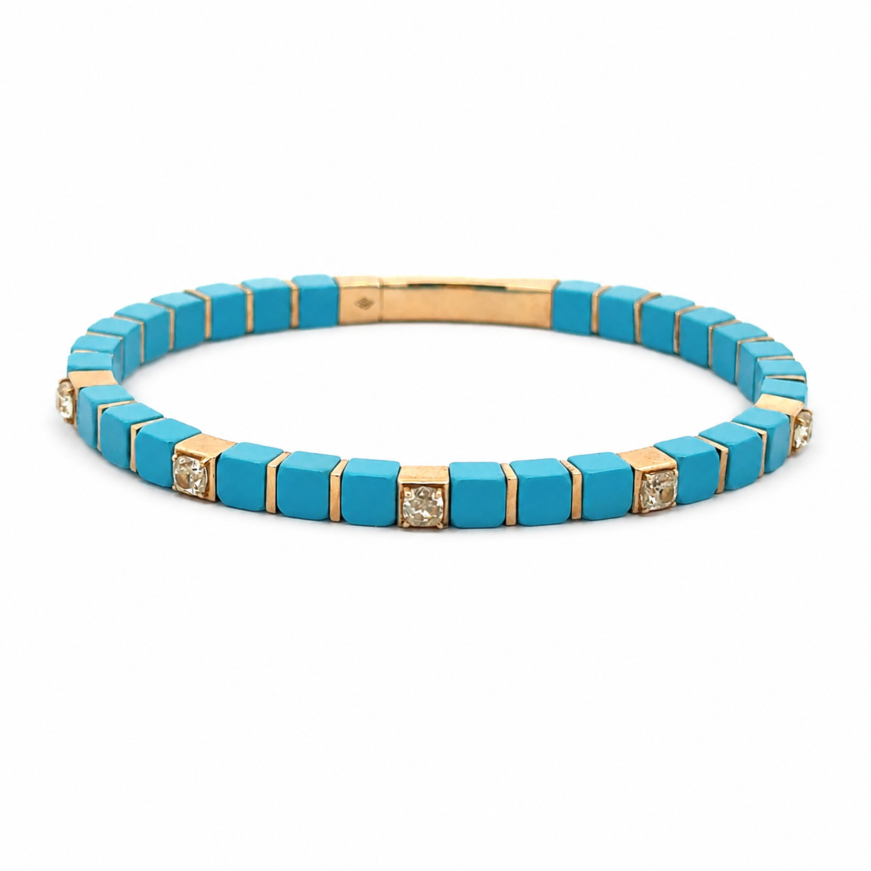Diamond 14K Square Turquoise Ceramic Bangle