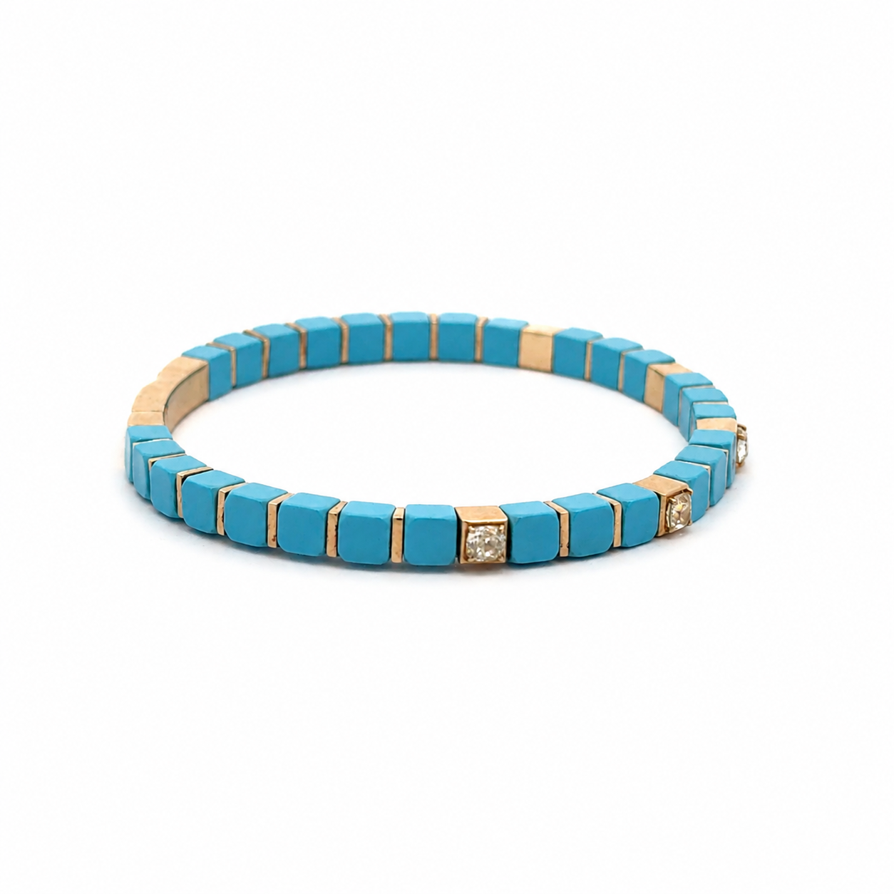 Diamond 14K Square Turquoise Ceramic Bangle