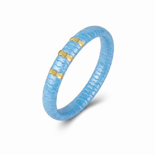 18K Gold Ceramic Wave Stretch Bracelet