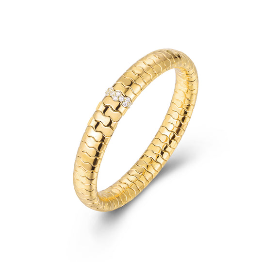 18K Gold Diamond Bar Ceramic Wave Bracelet