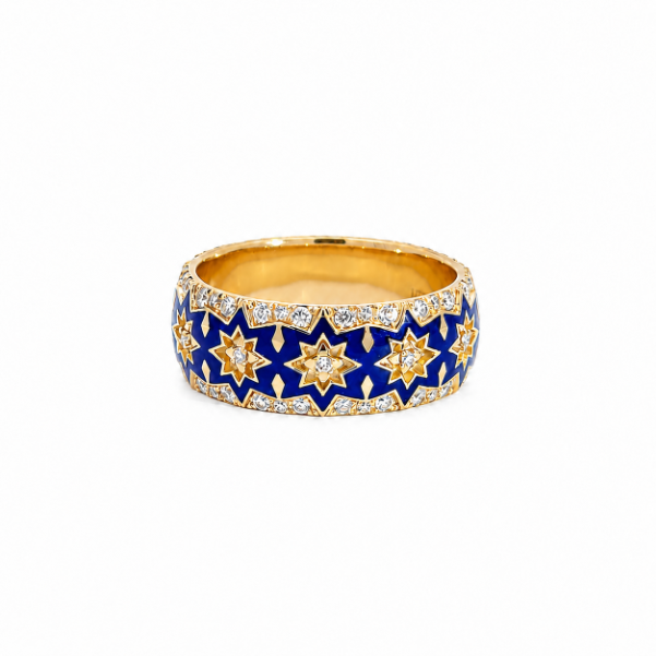 The Solara 18K Champlevé Enamel Band