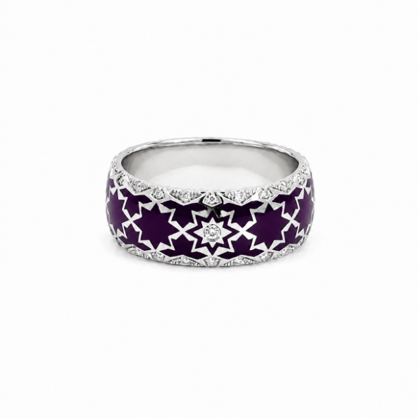The Aura 18K Champlevé Enamel Band