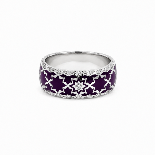 The Aura 18K Champlevé Enamel Band