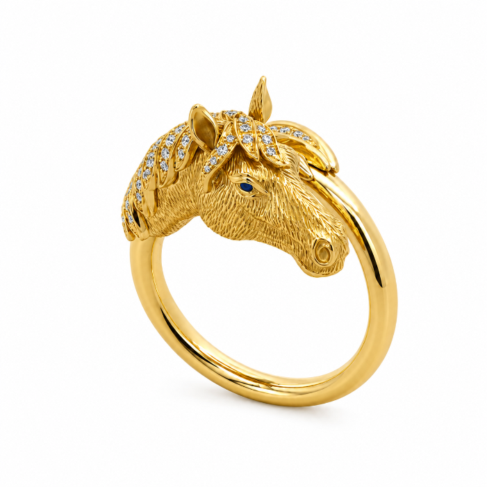 Sculptural 18K Horse Ring