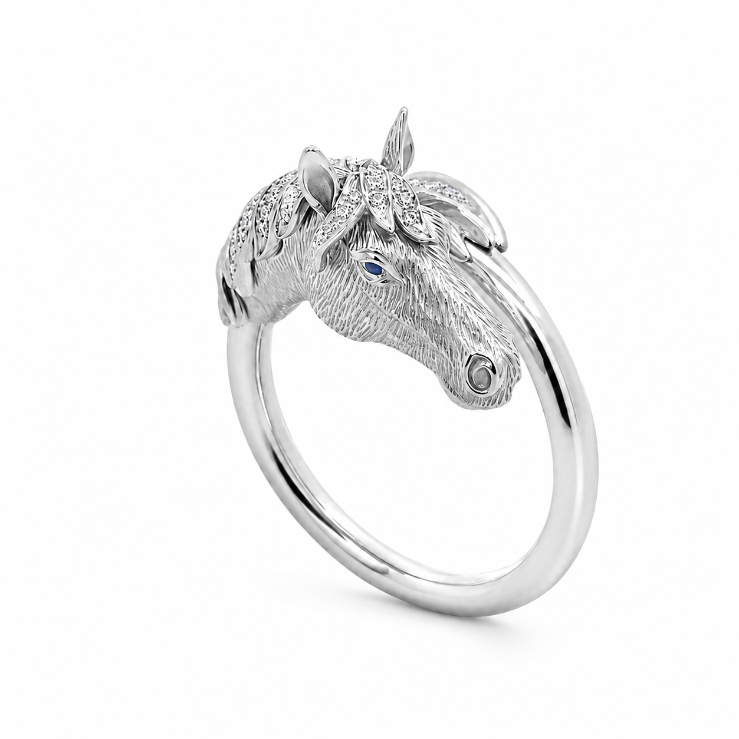 Sculptural 18K Horse Ring
