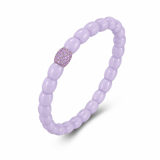 18K Gold Pavé Ceramic Barrel Stretch Bracelet