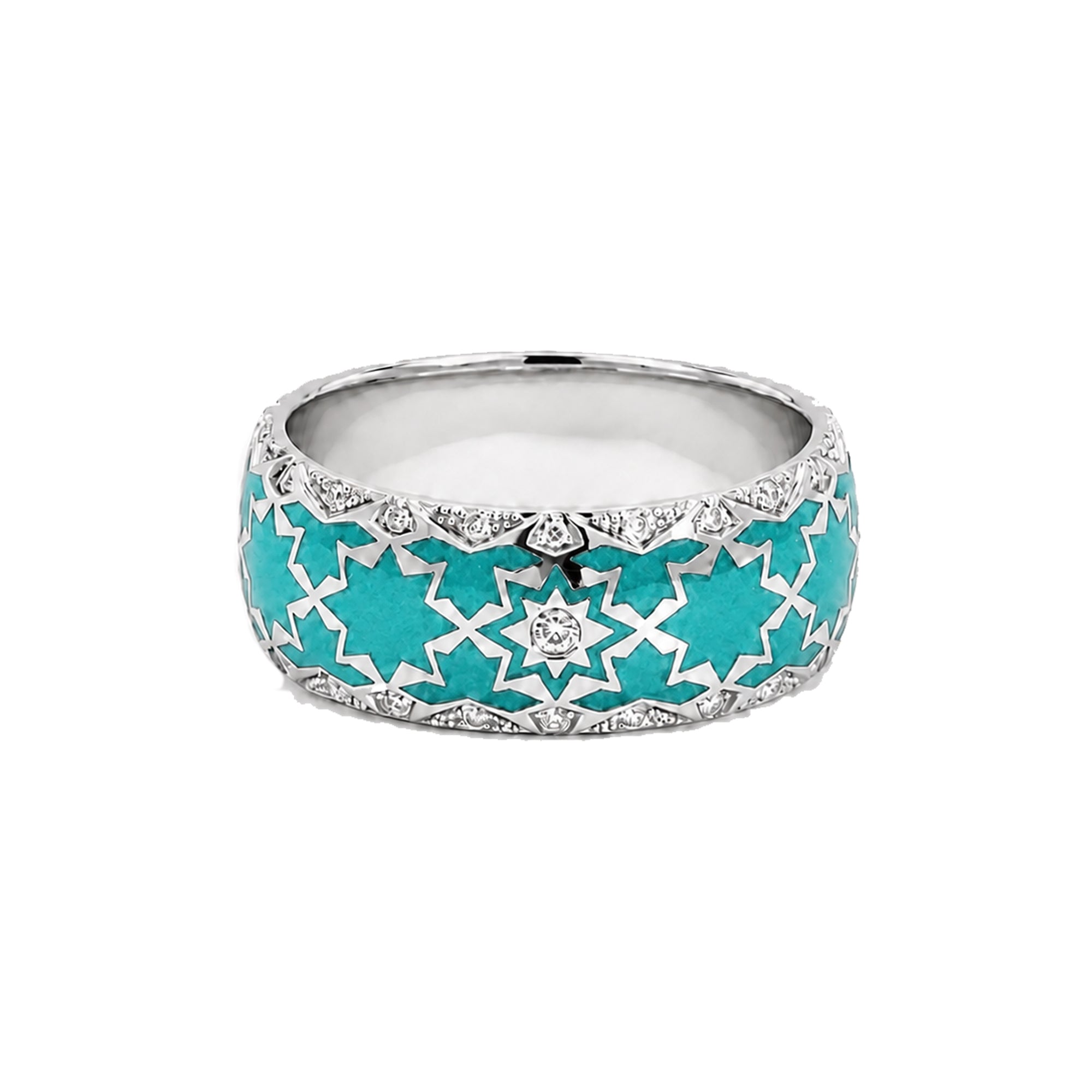 The Aura 18K Champlevé Enamel Band