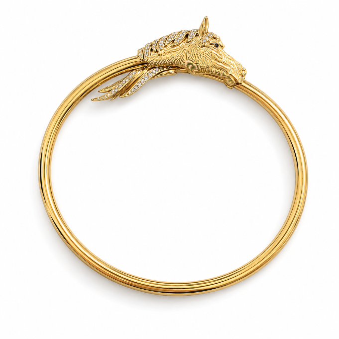 Diamond 18K Horse Bangle