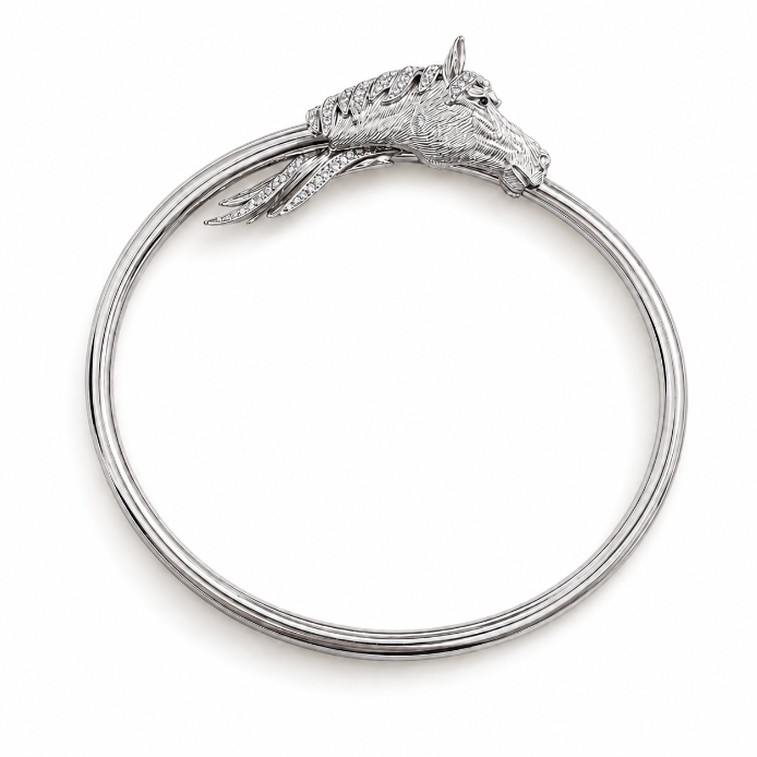 Diamond 18K Horse Bangle