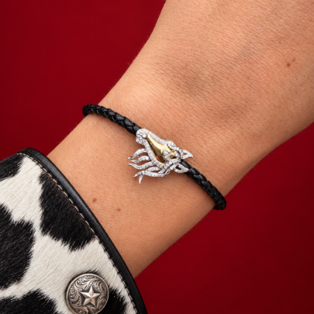18K Diamond Horse Leather Bracelet
