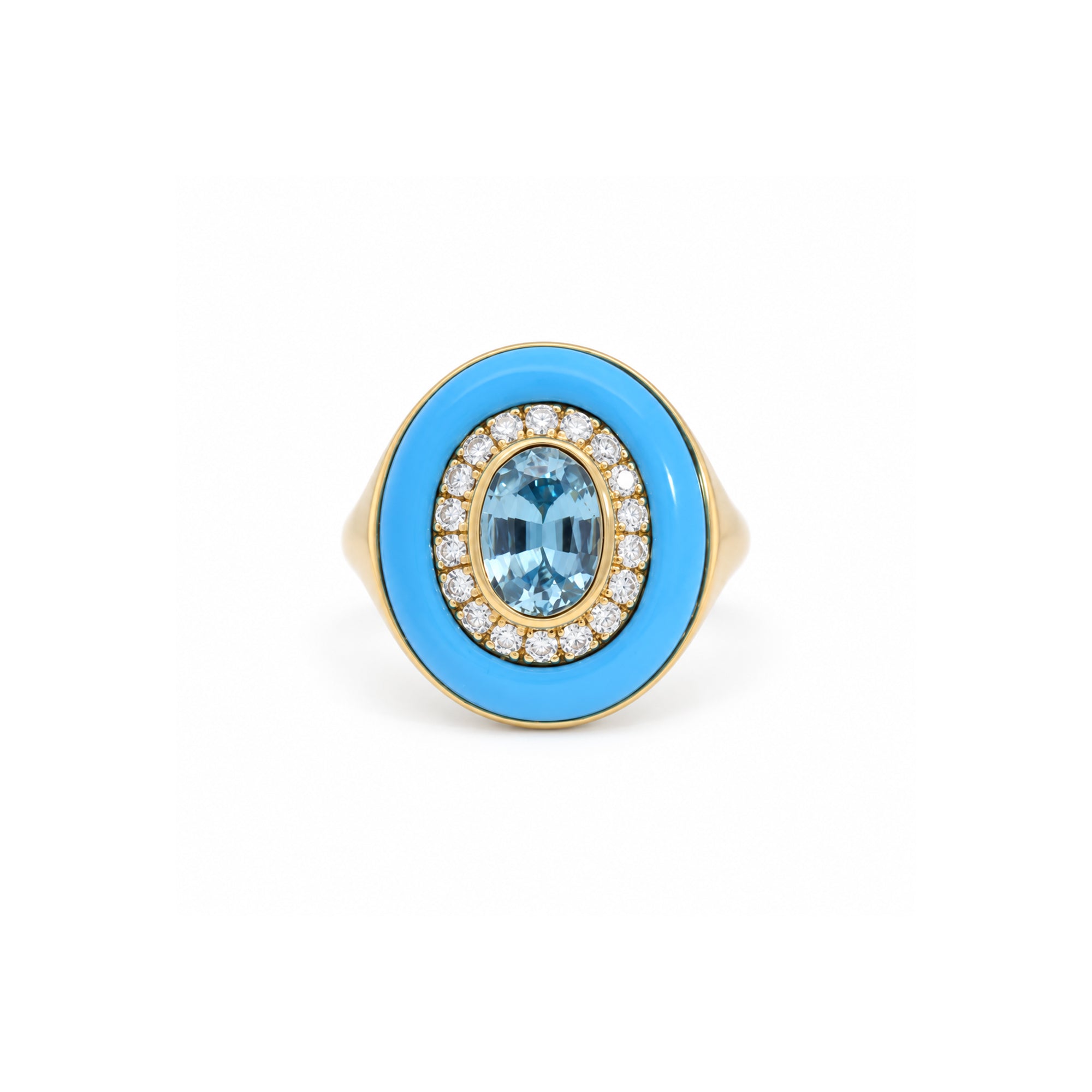 18K Gold Carved Stone & Diamond Cocktail Ring