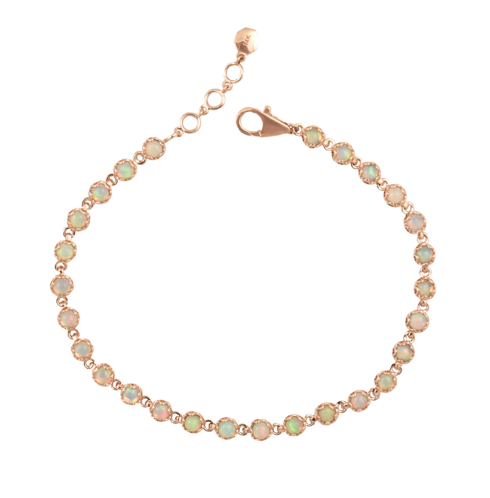 Pulsera de piedras preciosas de 14 quilates con engaste de bisel