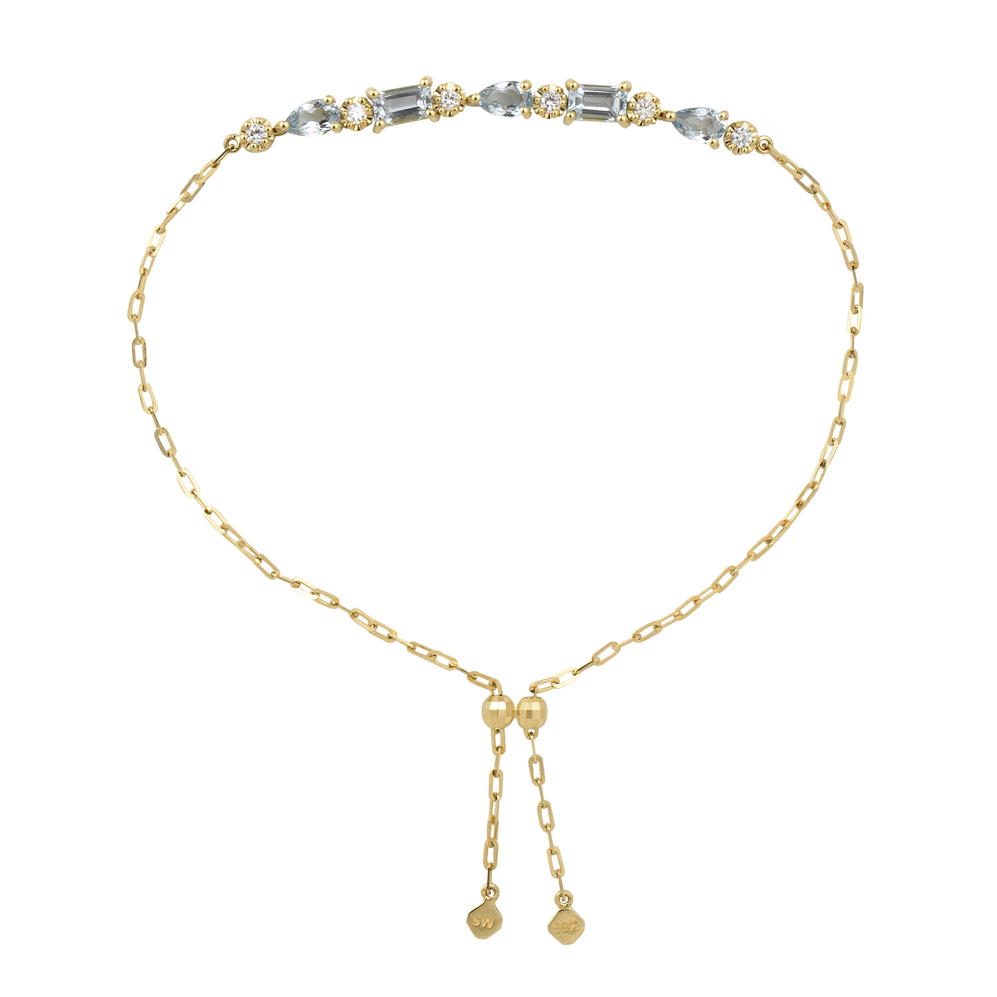 Pulsera de ajuste perfecto con piedras preciosas de 18 quilates, pera y esmeralda