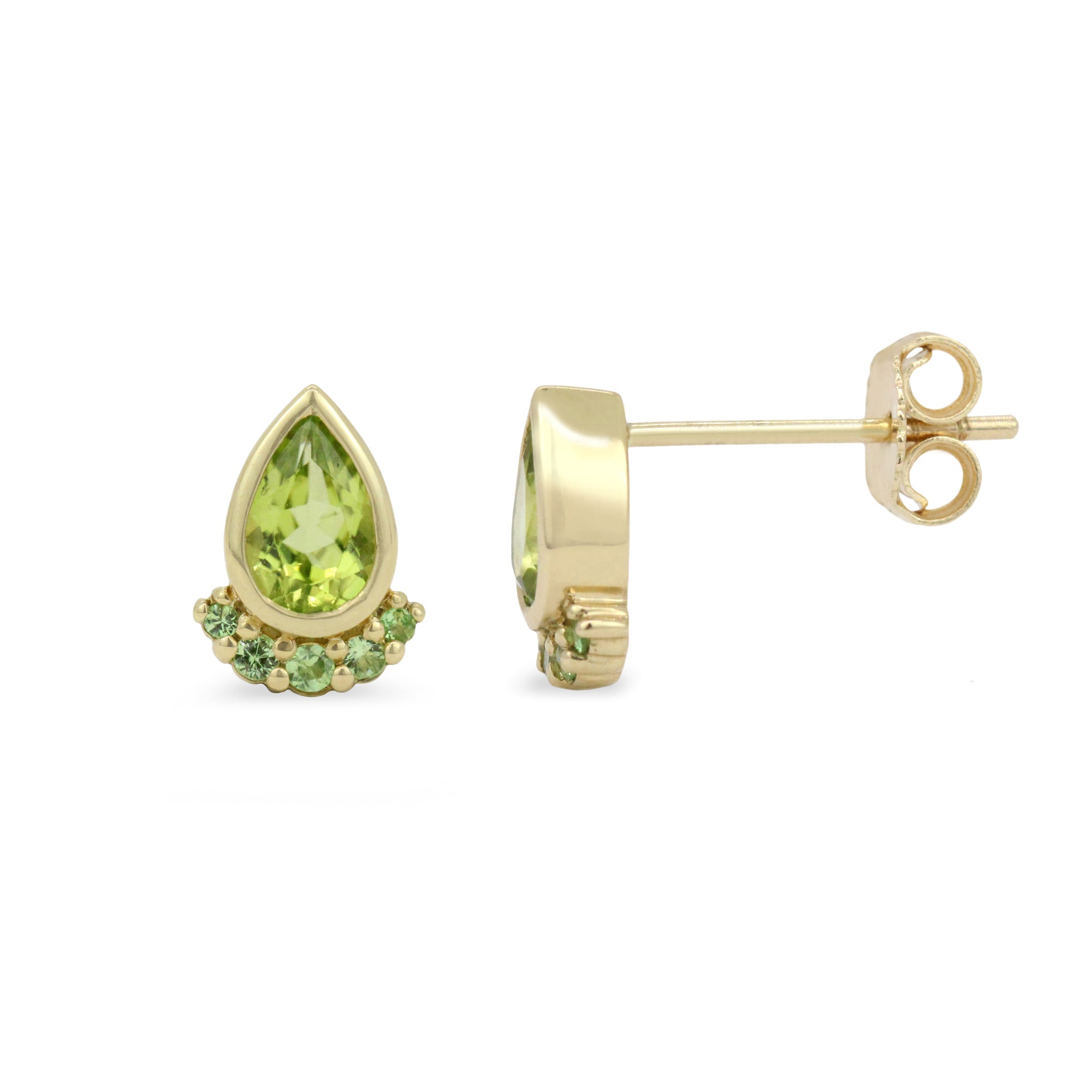 Pendientes con forma de lágrima de 14 quilates con piedras preciosas