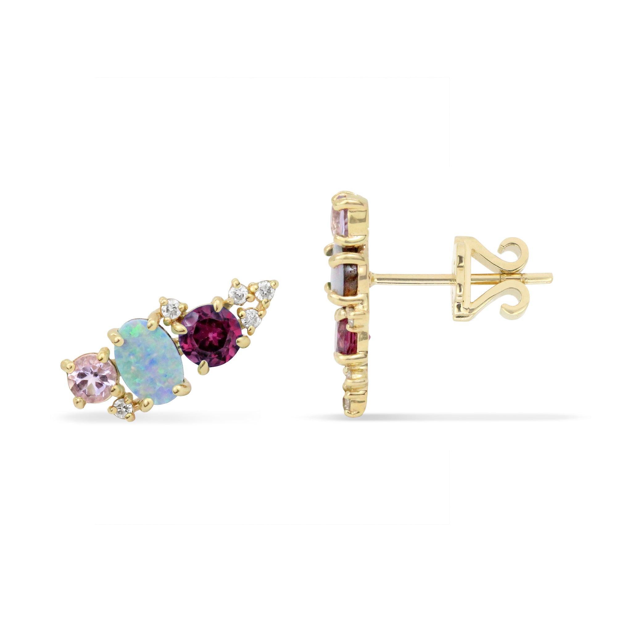 Gemstone & Diamond 14K Mini Ear Climber, Left
