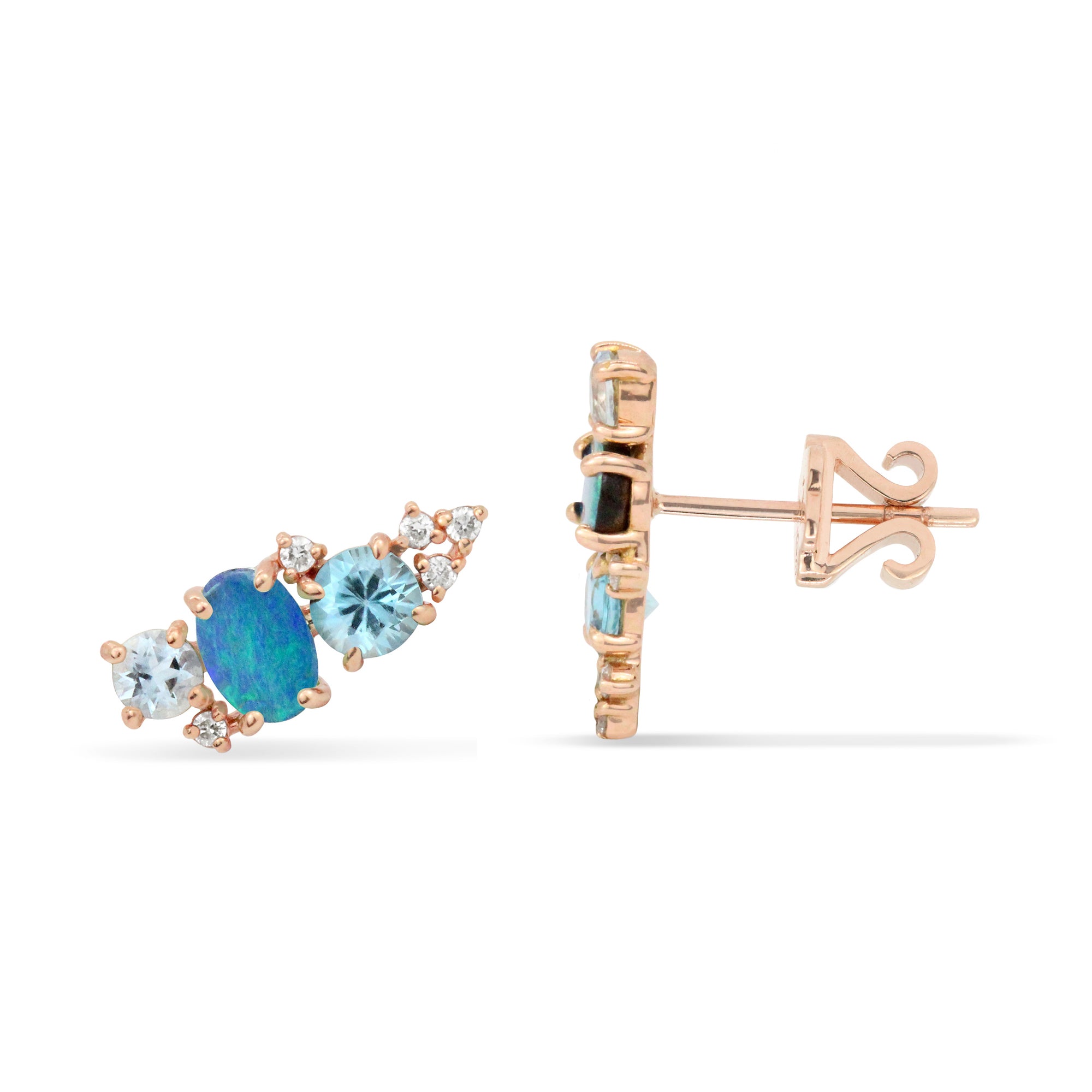 Gemstone & Diamond 14K Mini Ear Climber, Left