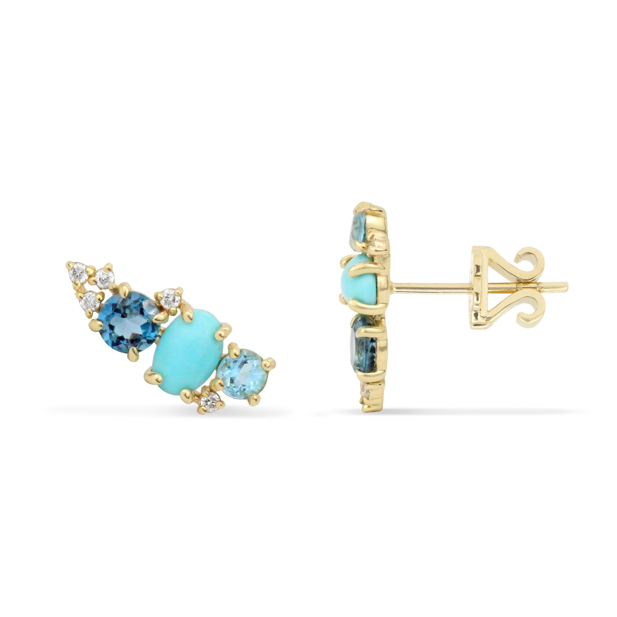 Gemstone & Diamond 14K Mini Ear Climber, Right