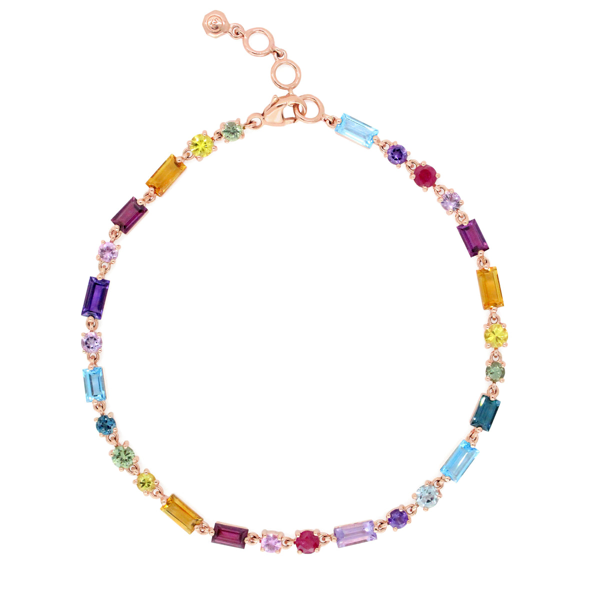 Sterling Silver Set Rainbow Gemstone CZ Love Pendant with Necklace Matching Tennis  Bracelet and Hoop Earrings | Everyday Jewelry