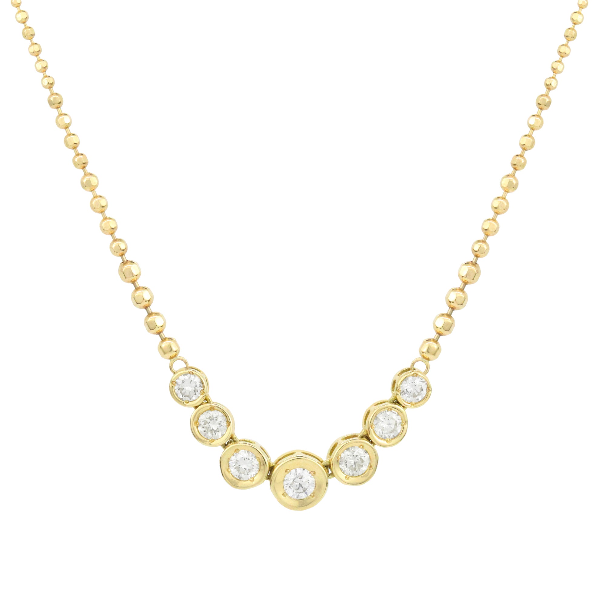 Diamond 18K Graduated Bezel Necklace