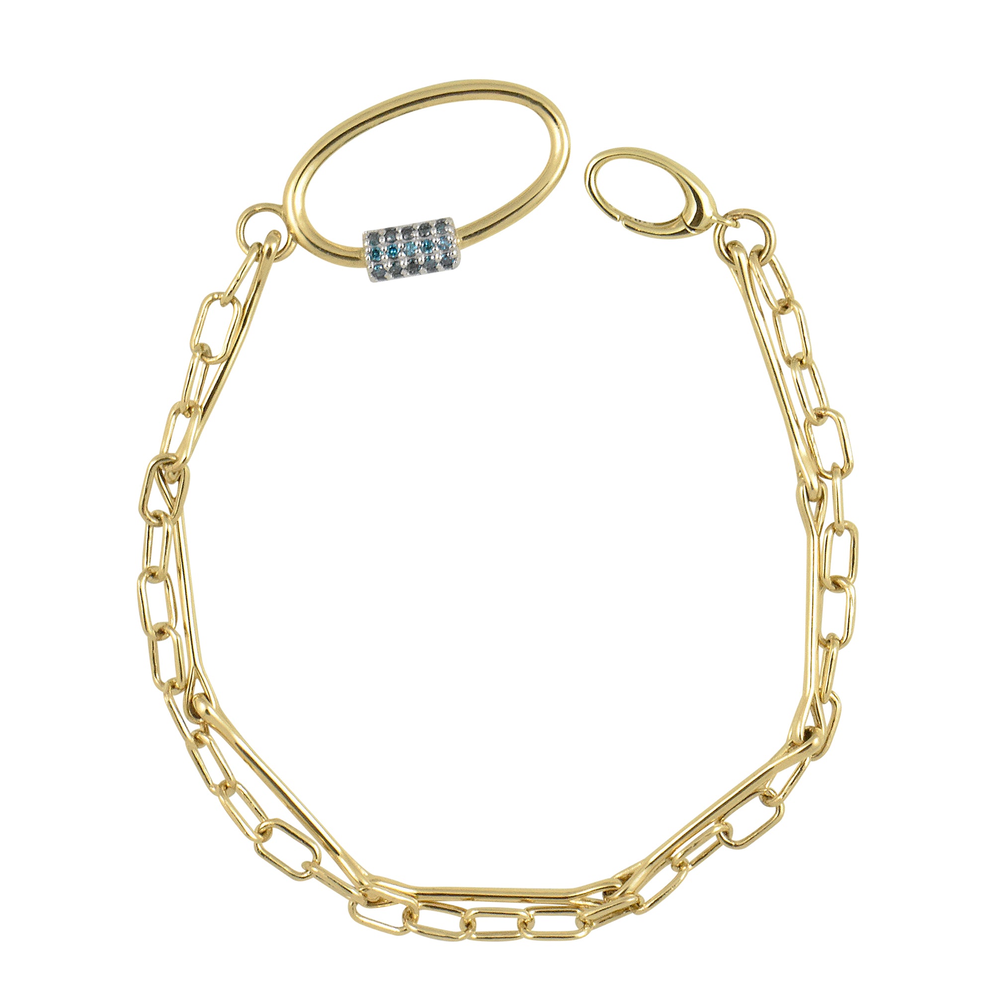 Oval Diamond Clasp 14K Double Chain Bracelet - Stevie Wren