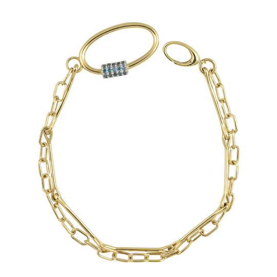Oval Diamond Clasp 14K Double Chain Bracelet