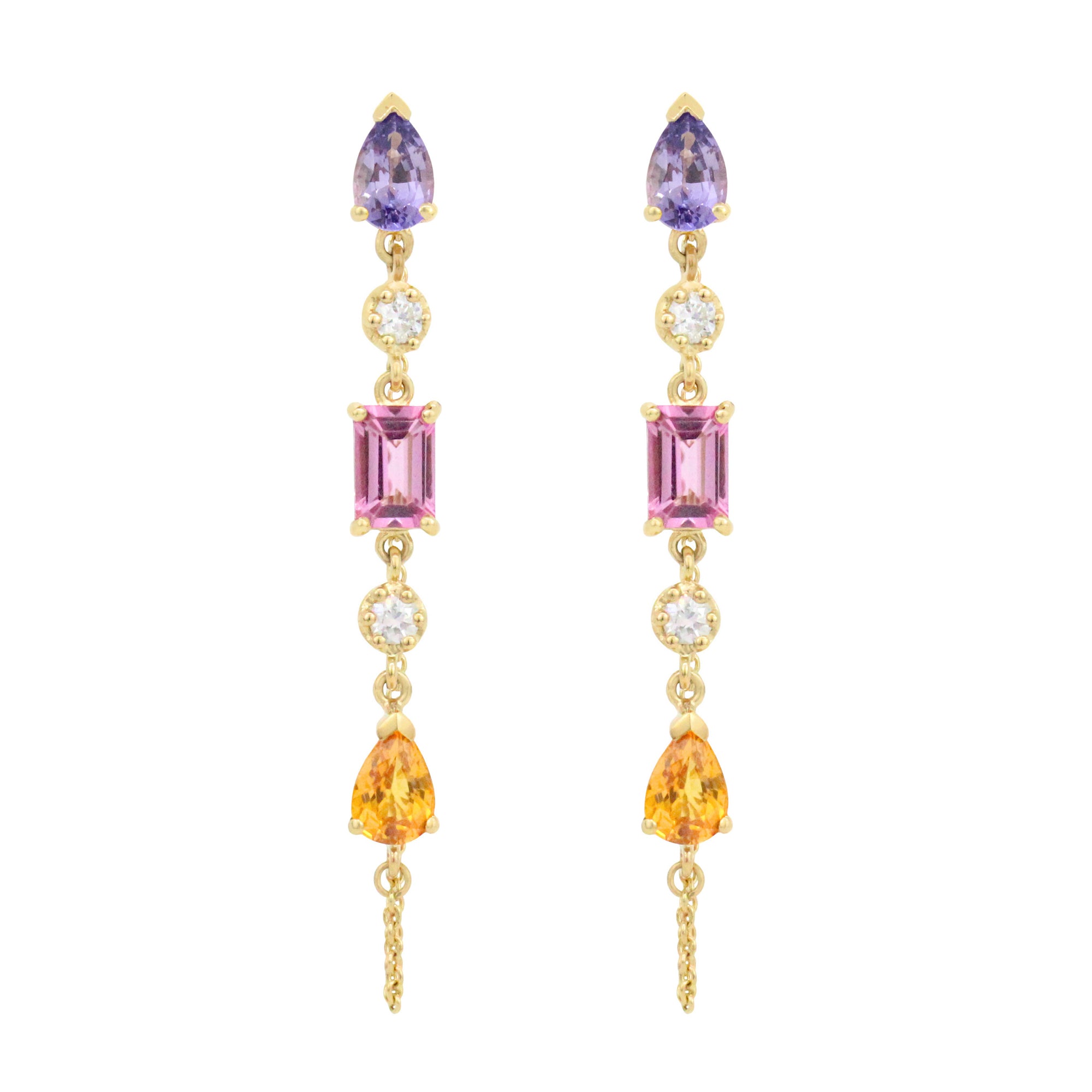 The Date Night 14K Gemstone Chain Dangles - Stevie Wren