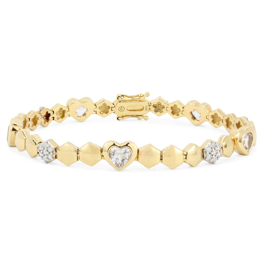 Honeycomb & Heart 14K Diamond & Gemstone Bracelet
