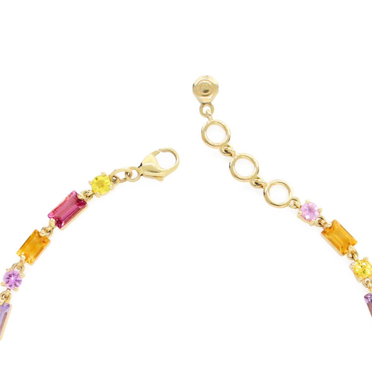 Colorful 14K Baguette &amp; Round Gemstone Bracelet