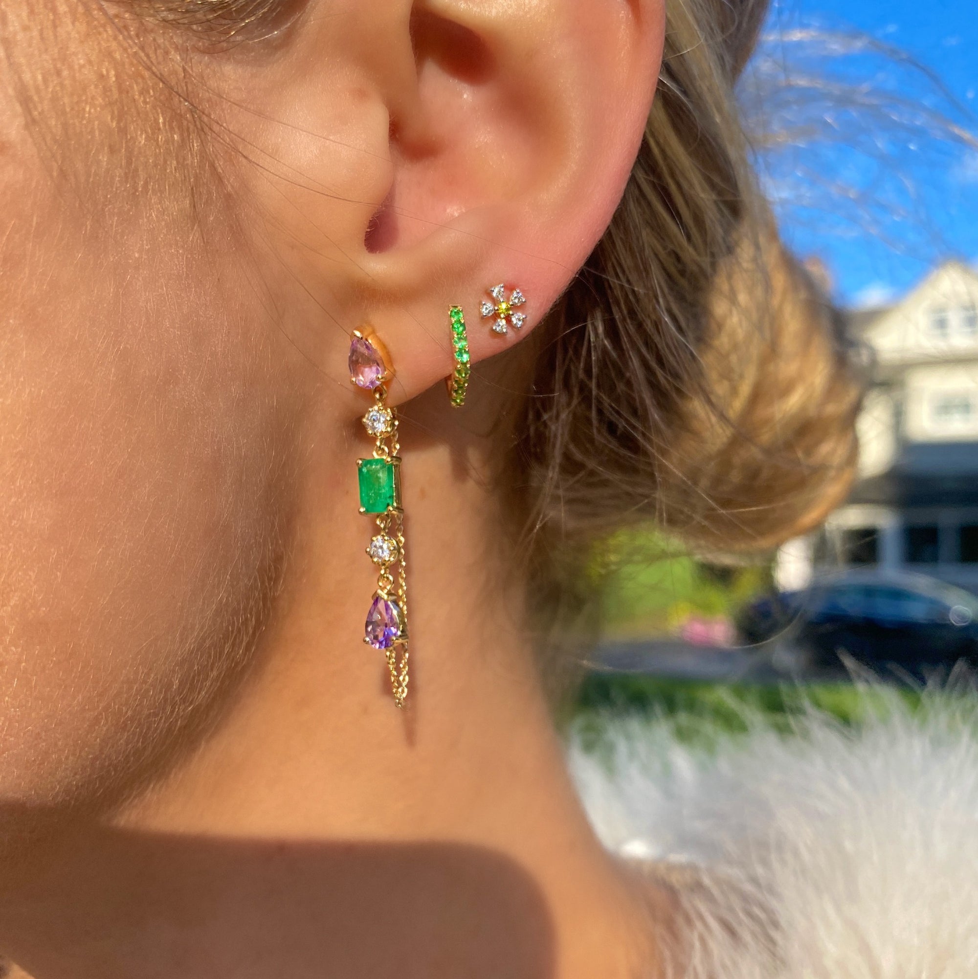 The Date Night 14K Gemstone Chain Dangles - Stevie Wren