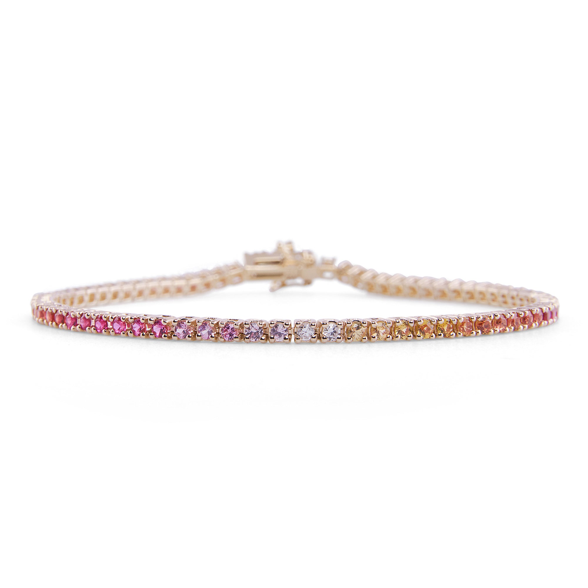 Pink Ombre Sapphire and Diamond Bracelet 18K Rose Gold / 6.75