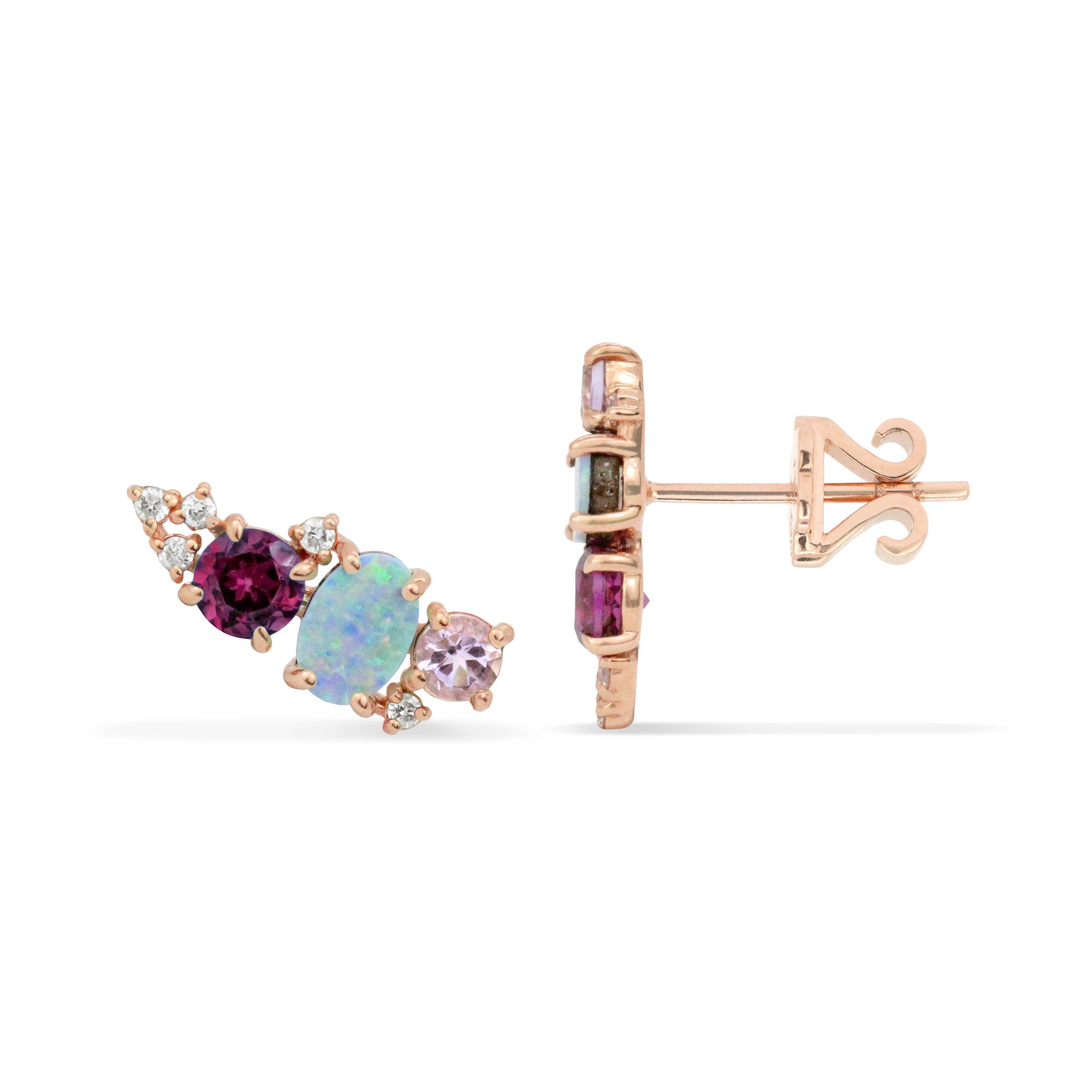 Gemstone & Diamond 14K Mini Ear Climber, Right