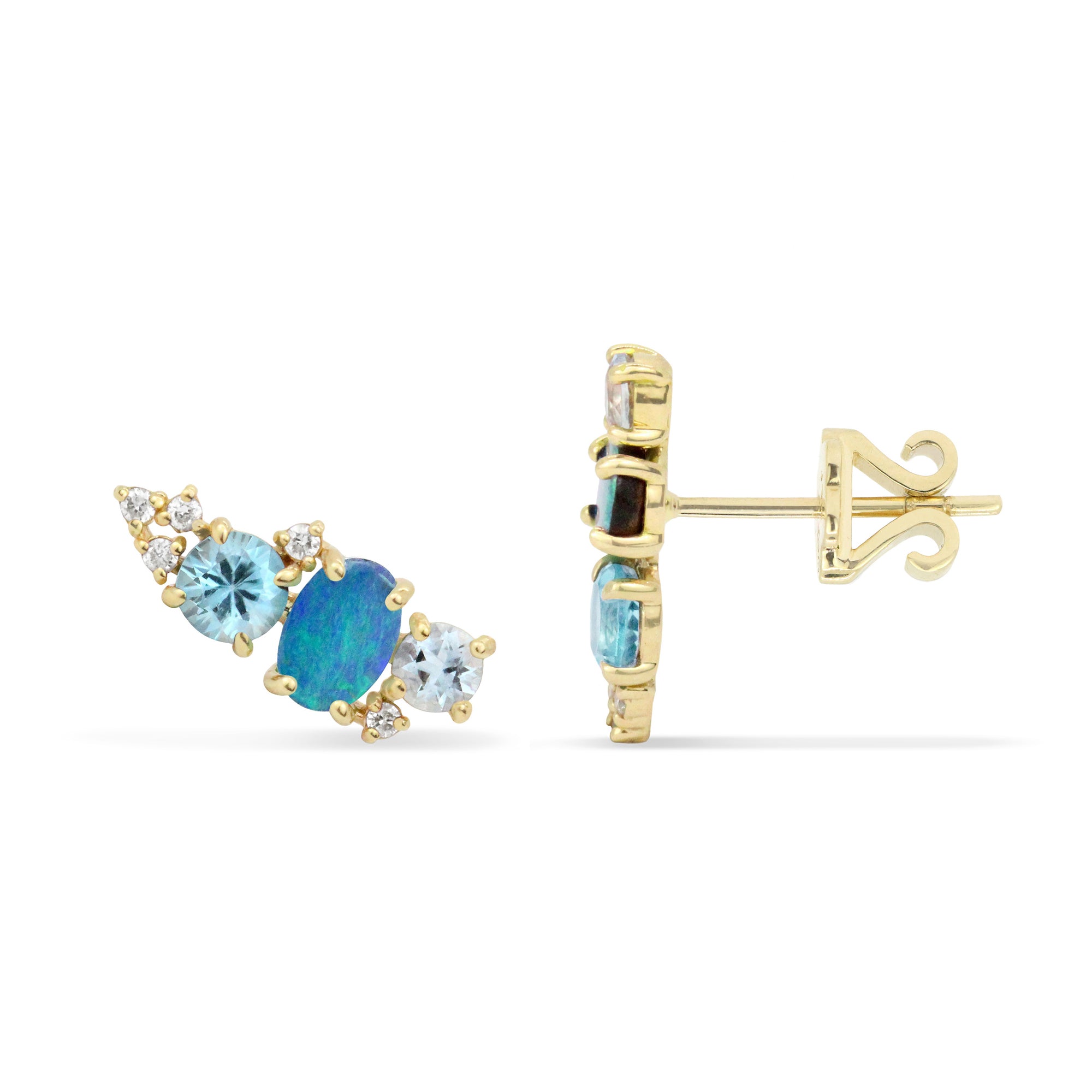 Gemstone & Diamond 14K Mini Ear Climber, Right