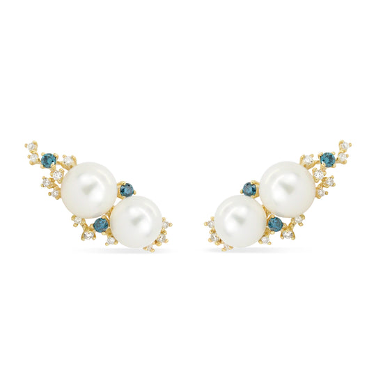 Pearl & Diamond 14K Statement Ear Climbers
