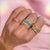 Sapphire & Diamond 14K Staggered Ring
