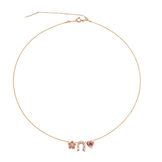 Collar GemDropp con piedras preciosas y diamantes, corazón, margarita y herradura