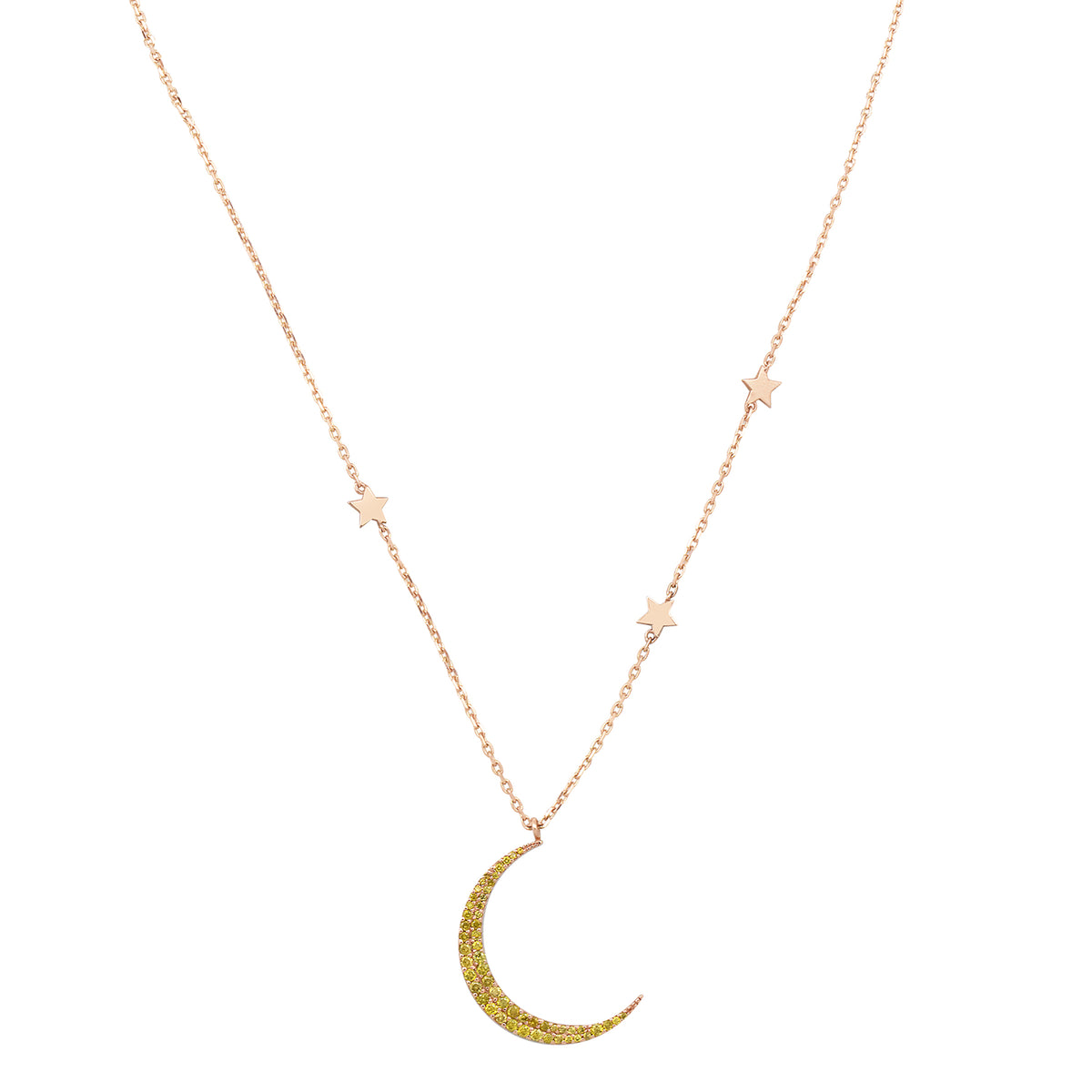 Diamond 14K Large Crescent Moon Necklace