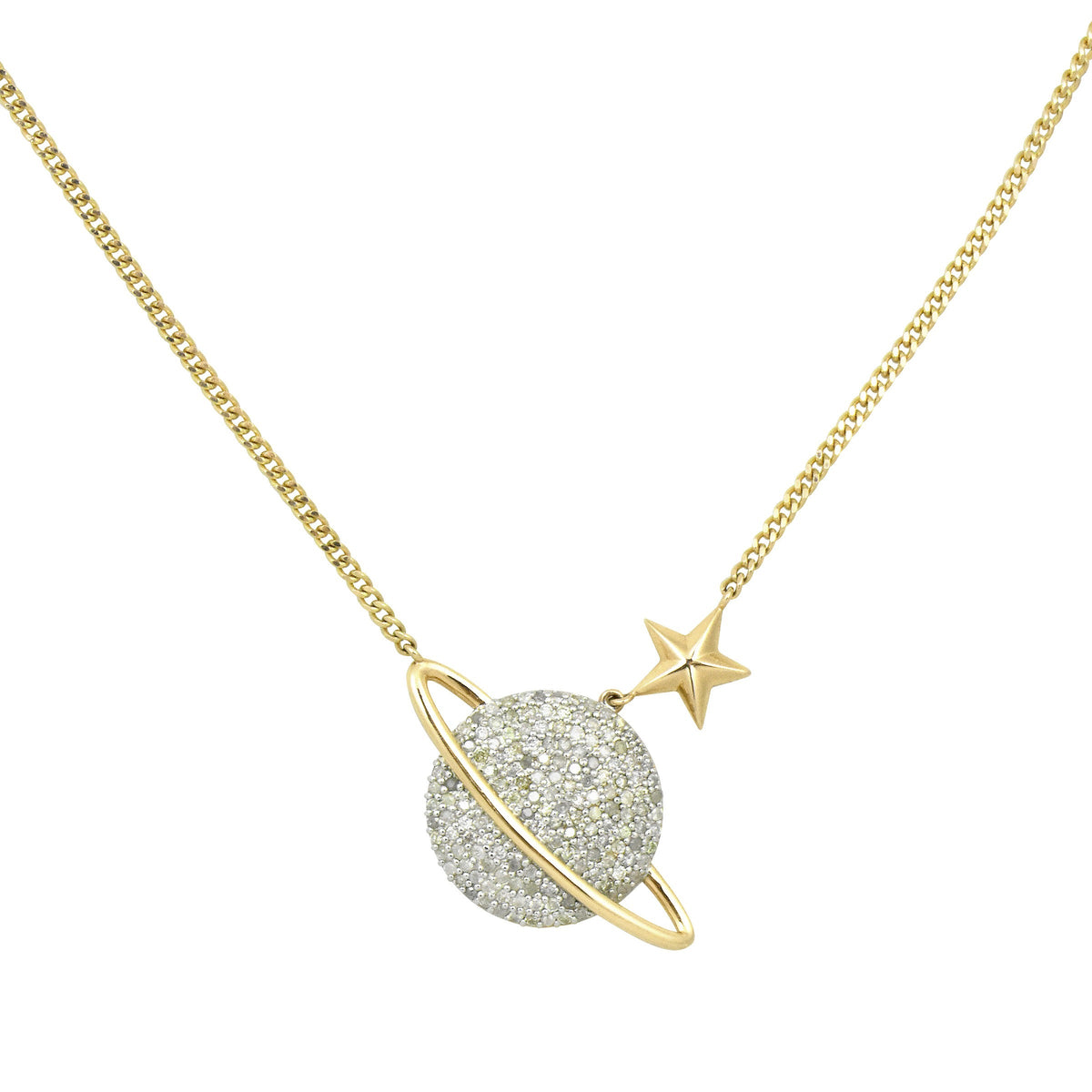 Diamond 14K Saturn Necklace