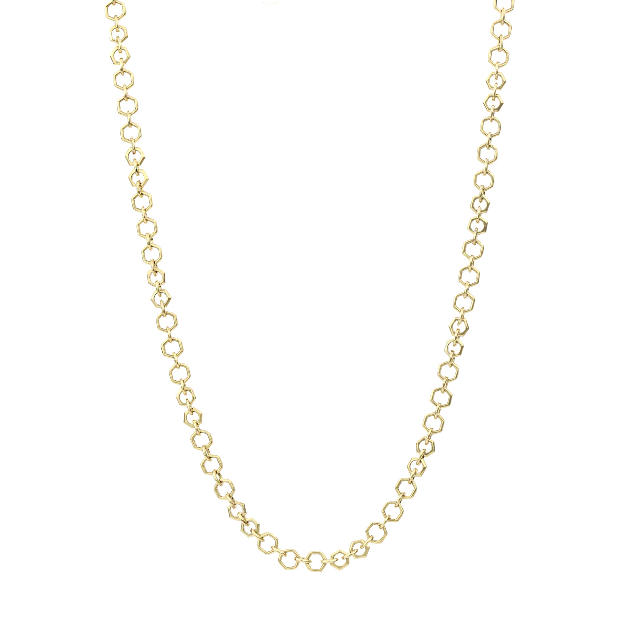 Cadena de panal gruesa hecha a mano de 14 quilates