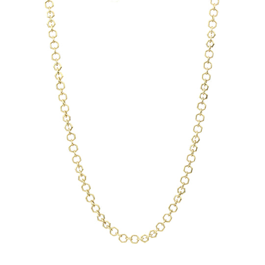 Cadena de panal gruesa hecha a mano de 14 quilates