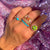 Princess & Round Cut 14K Bar Set Gemstone Ring