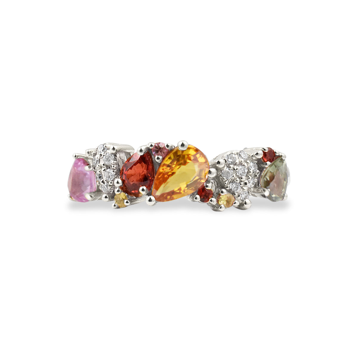 Gemstone &amp; Diamond 14K Staggered Pear Shape Ring