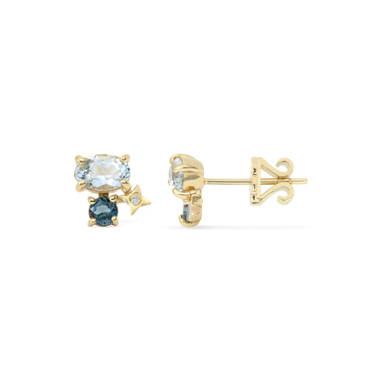 Gemstone & Diamond 14K Northern Star Stud