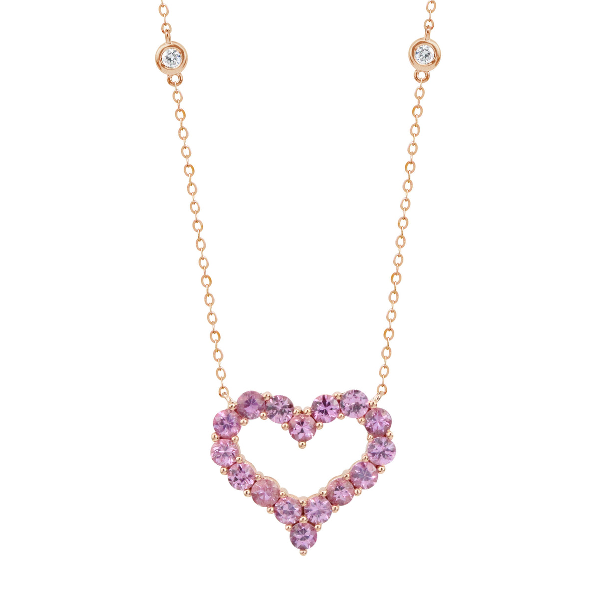 Gemstone 18K Retro Heart Necklace