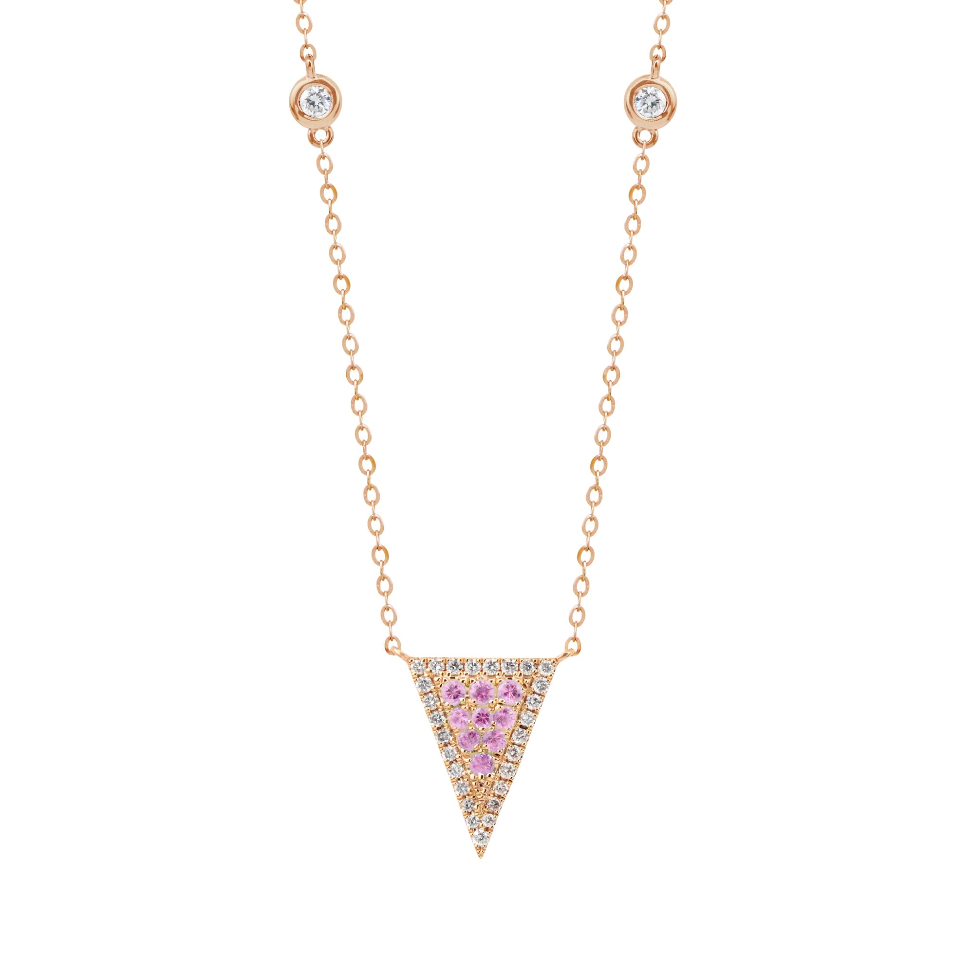 Pave factory Diamond Large Light Pink Triangle Druzy Pendant set in an Gold Over Sterling Bezel with Pave Diamond Bezel (EX7-21)